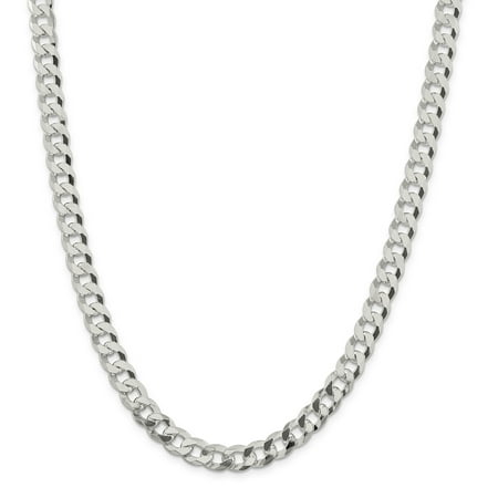 Primal Silver Sterling Silver 8.5mm Beveled Curb Chain