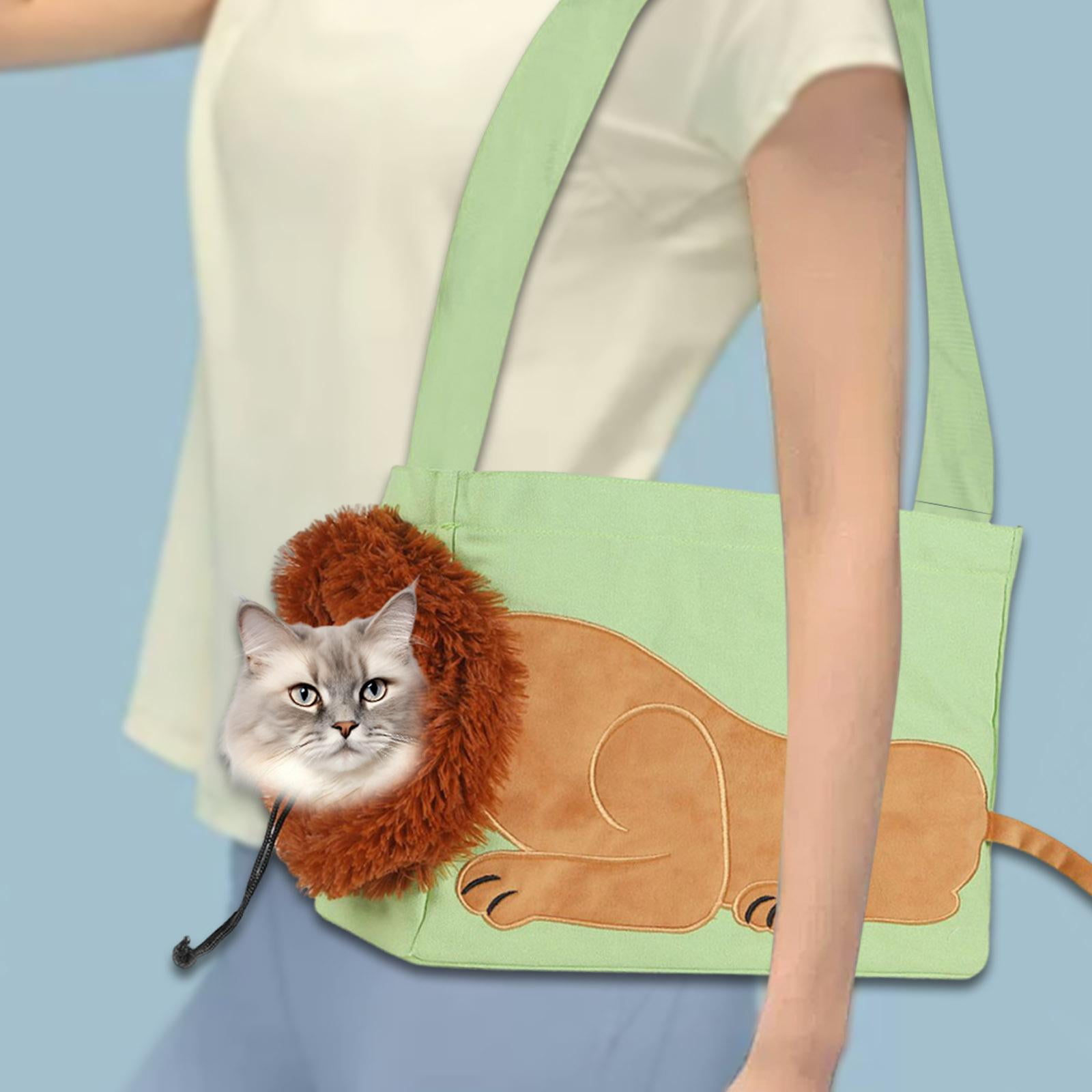 Fzaqwen Dog Bag Novelty Portable Lion Shape Transparent Window Pet Carrier Backpack Tote L