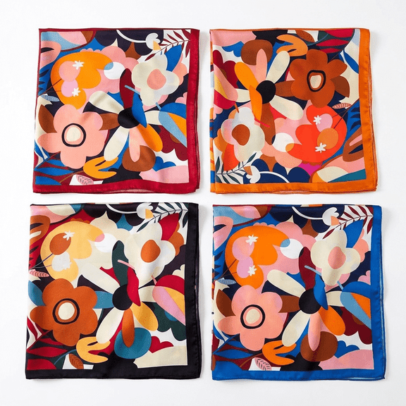 4 Pcs 27.5 Inches Faux Satin Scarf, Silk-Like Hair Bandana, Lightweight Head & Neck Wrap for Women.
