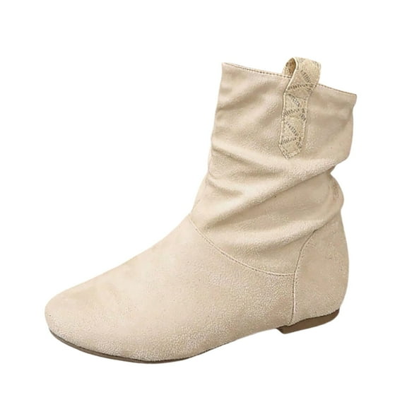 Xiaoxatg Women's Ankle Boots Casual Suede Closed Toe Booties for Comfortable Everyday Wear - Stylish Fall Winter Footwear for Multiple Occasions 8.5 Beige