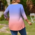 thumbnail image 4 of Aueoeo Women's Plus Size Gradient Print 3/4 Sleeve Round Neck Loose T-Shirts Casual Tops for Springtme and Summer (Xl–5Xl),Pink,XXXXL, 4 of 6