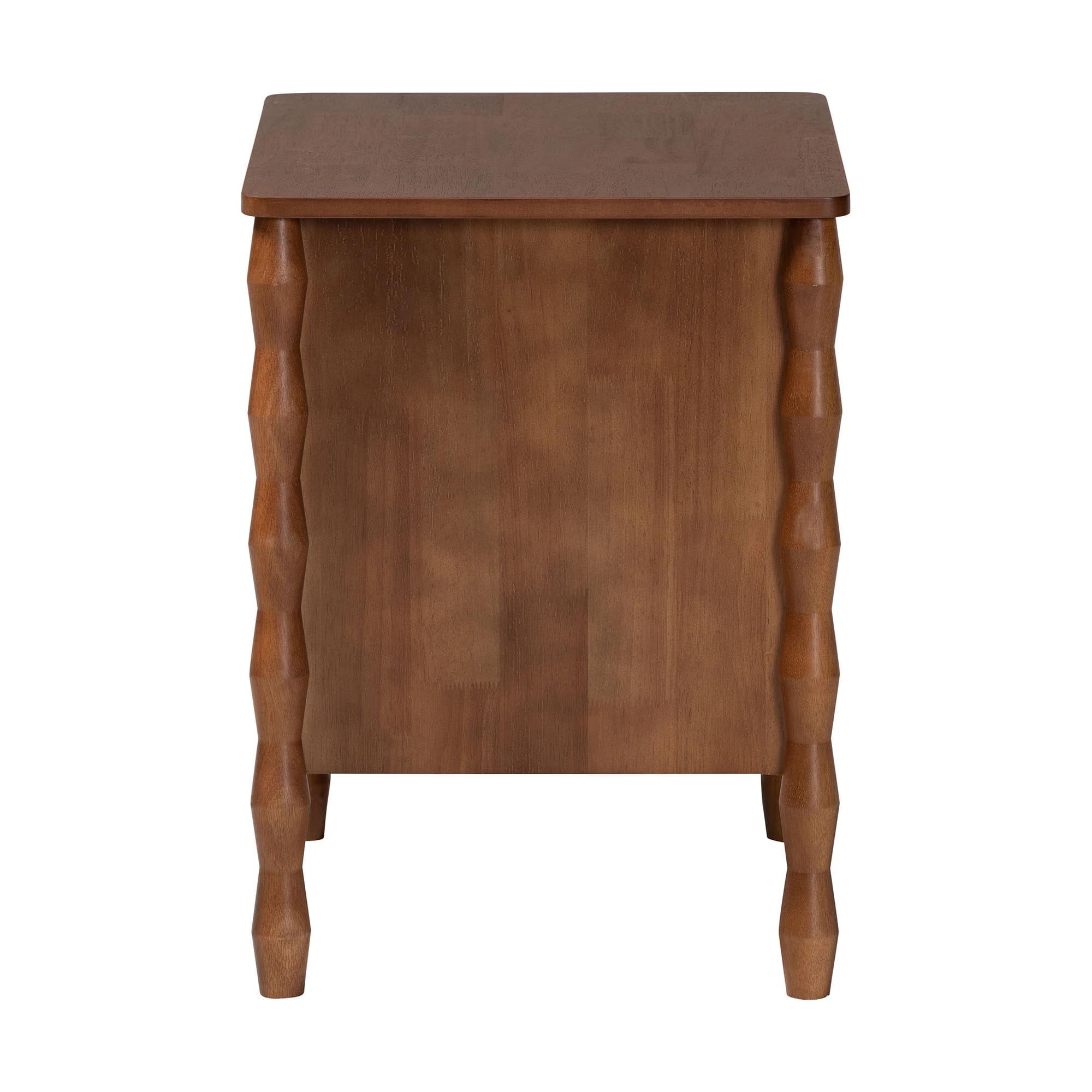 Baxton Studio Seamus Mid-Century Modern Nightstand, 2-Drawer, Walnut Brown