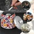 thumbnail image 4 of Yayeee Ashtray with Lid for Cigarette Smokeless Stainless Steel Home Ash Holder, Colorful Flowers Pattern, 4 of 7