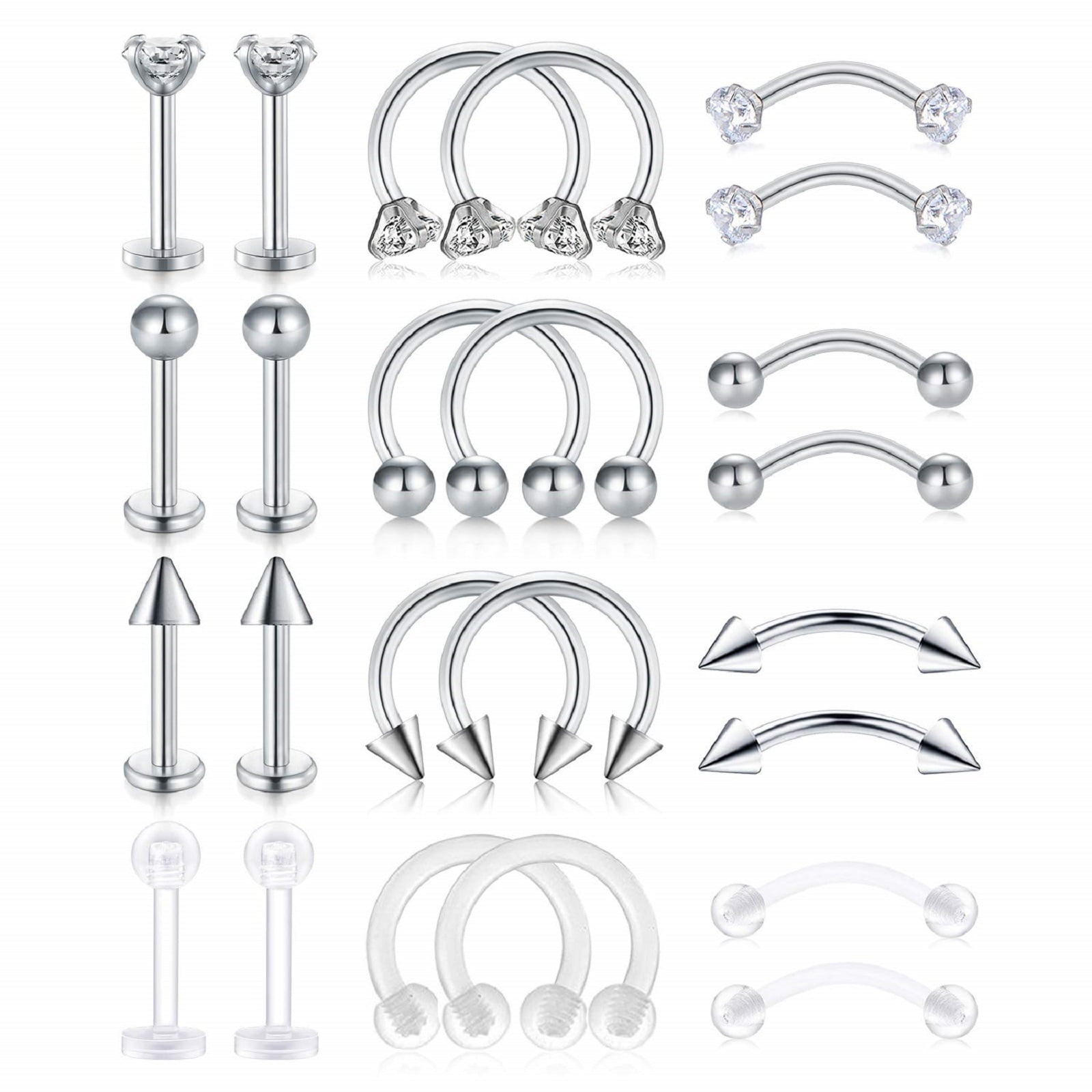 LAURITAMI 16G Septum Retainer Stainless Steel Lip Eyebrow Nose Septum Rings Acrylic Cartilage