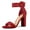Red, variant on Women's Block Heels Zipper Buckle Ankle Strap Sandals Red 7