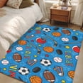 thumbnail image 4 of Blue Sports Area Rugs 2.7'x5', Washable Small Throw Rugs for Kitchen Bedroom, Football Basketball Rugby Baseball Indoor Outdoor Rug Non-Slip Low Pile Carpet Runner Reversible Floor Mats, 4 of 8