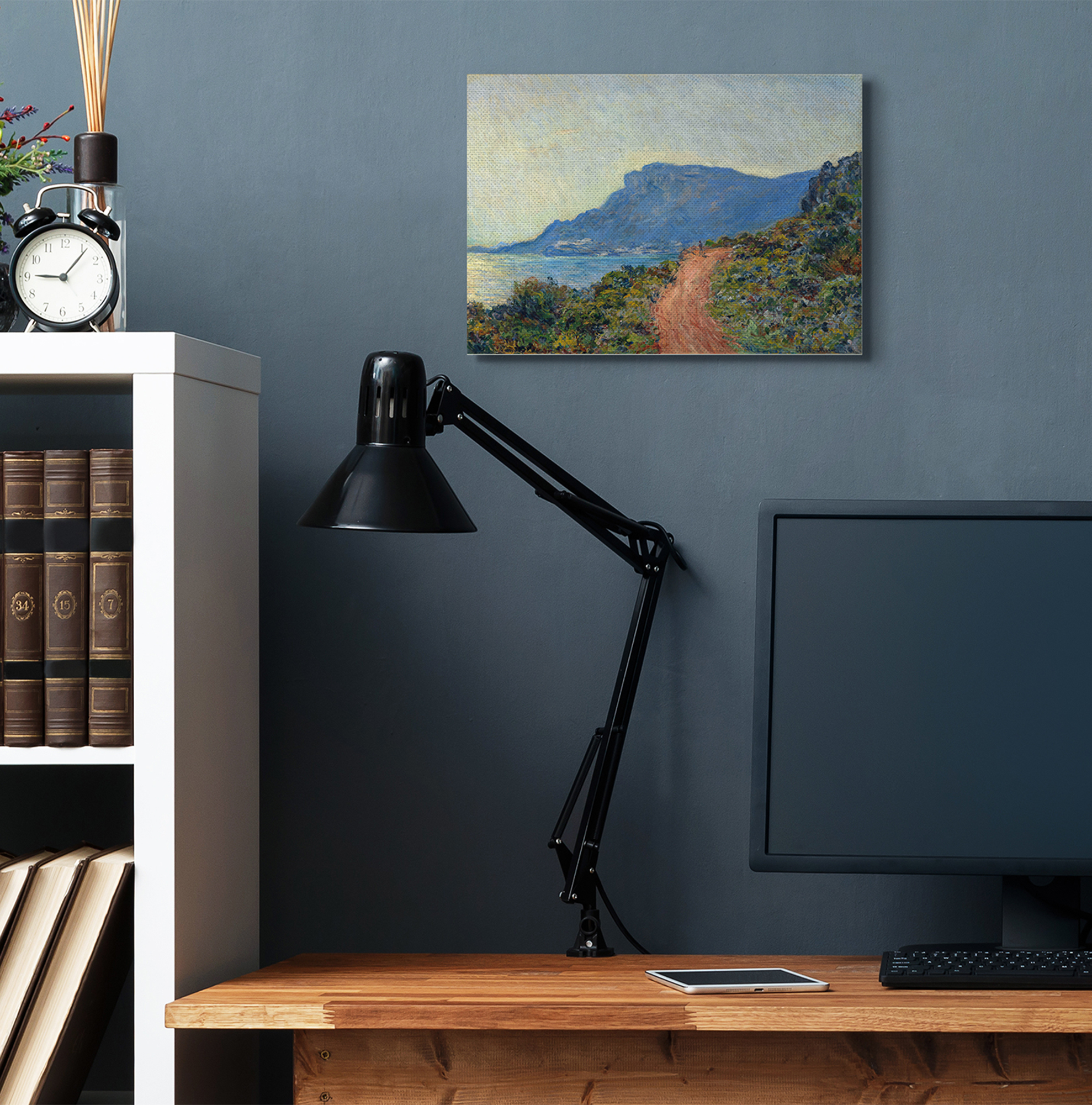 Stupell Home Décor Cliff Road Ocean Mountain Landscape Classic Painting Canvas Wall Art by Claude Monet