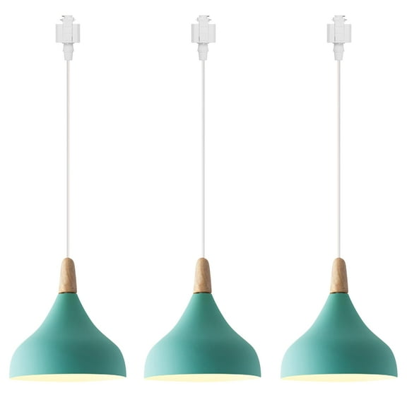 Kiven 3-Light H-Type Track Lighting Pendants,Minimalist Modern h Track Pendant Lights,Decorative Track Lighting Fixture for Kitchen Island Hallway Restaurant,Green