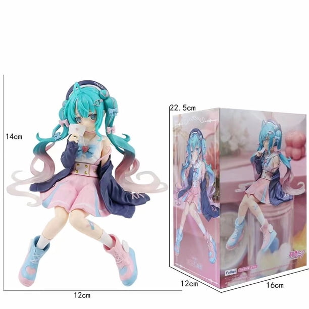 Estatua de Hatsune Miku de Anime, modelo de estatuillas de cantante Virtual de Manga, juguetes de escritorio de computadora, decoración de pasteles, juguetes lindos, Original, nuevo, 14cm qiuyongming unisex