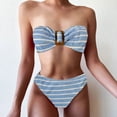 thumbnail image 2 of Afdoent Womens Bikini Sets Womens Stripe Printed Beach New Strapless Split Triangle Bikini Swimsuit Bathing Suit 2026 Summer Vacation Outfits, 2 of 3