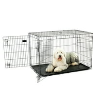 Carlson Secure and Compact Double Door Metal Dog Crate, For Extra Large Breeds Up To 120 Pounds, Includes Divider Panel and Removable Pan, Black