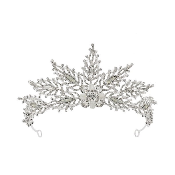 Zhuge Tiara de boda para novia, diadema de princesa, corona de novia, joyería para el cabello con diamantes de imitación de cristal, decoración para novia, cumpleaños, graduación, boda (plateada)