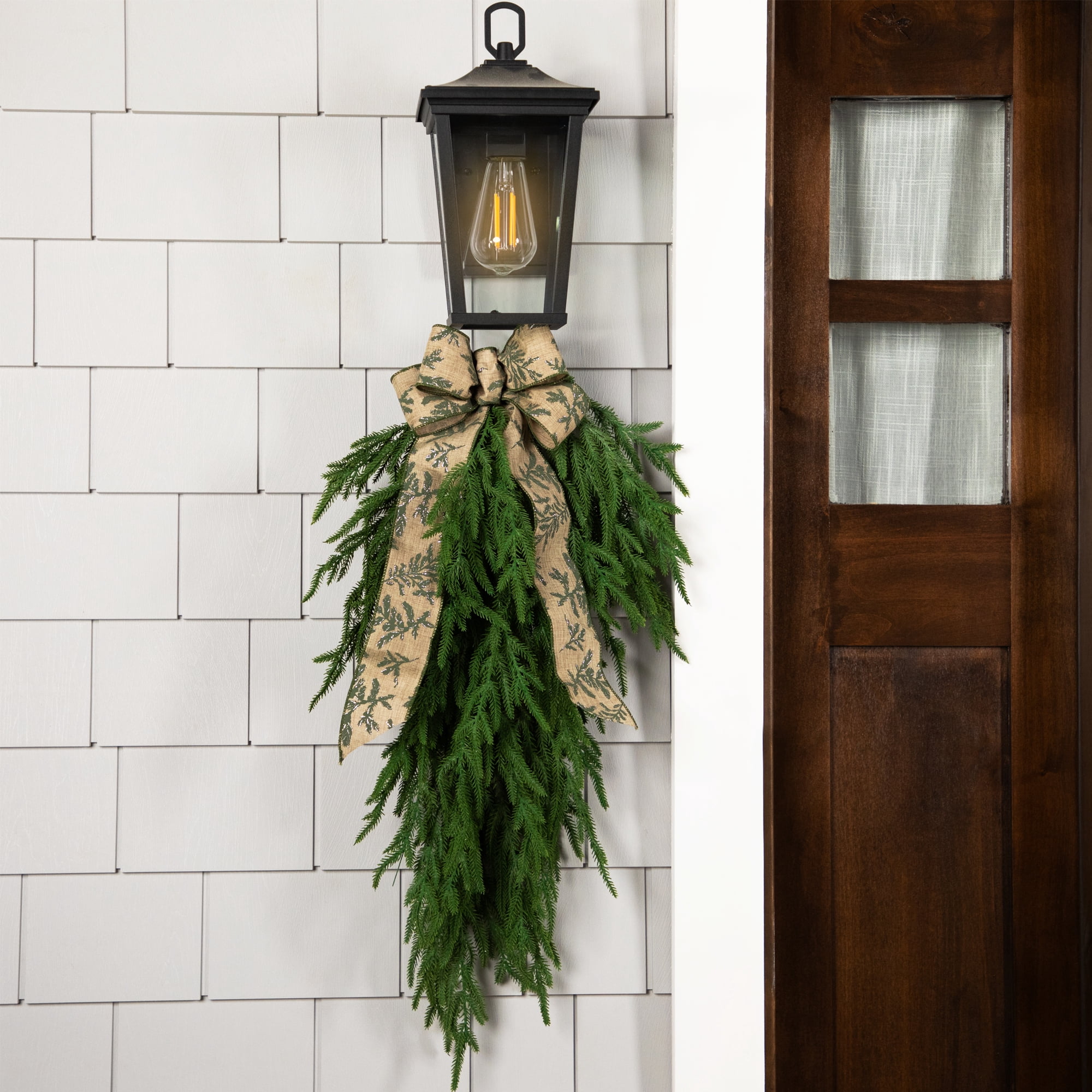 Norfolk Pine Artificial Christmas Teardrop Swag - 28"
