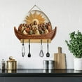 thumbnail image 3 of Multifunctional Wooden Wall Art Key Holder with Welcome Sign for Organized Foyer Entryway Home, 3 of 4