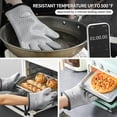 thumbnail image 2 of MAD SHARK Silicone Oven Mitts Heat Resistant 450 Degrees,Waterproof & Non-Slip Oven Gloves with Fingers,Cotton Lined Silicone Oven Gloves Kitchen Mitts for Baking Cooking Barbecue,Women,Oven (GREY1), 2 of 12