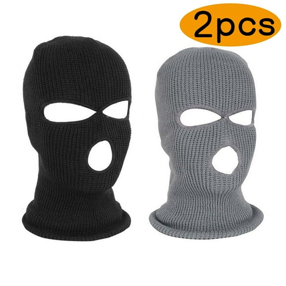3 Holes Full Face Mask Ski Mask Balaclava Hat Cap Face Mask for Women&Men SAS Style Knitted Ski Windproof 2 Pcs
