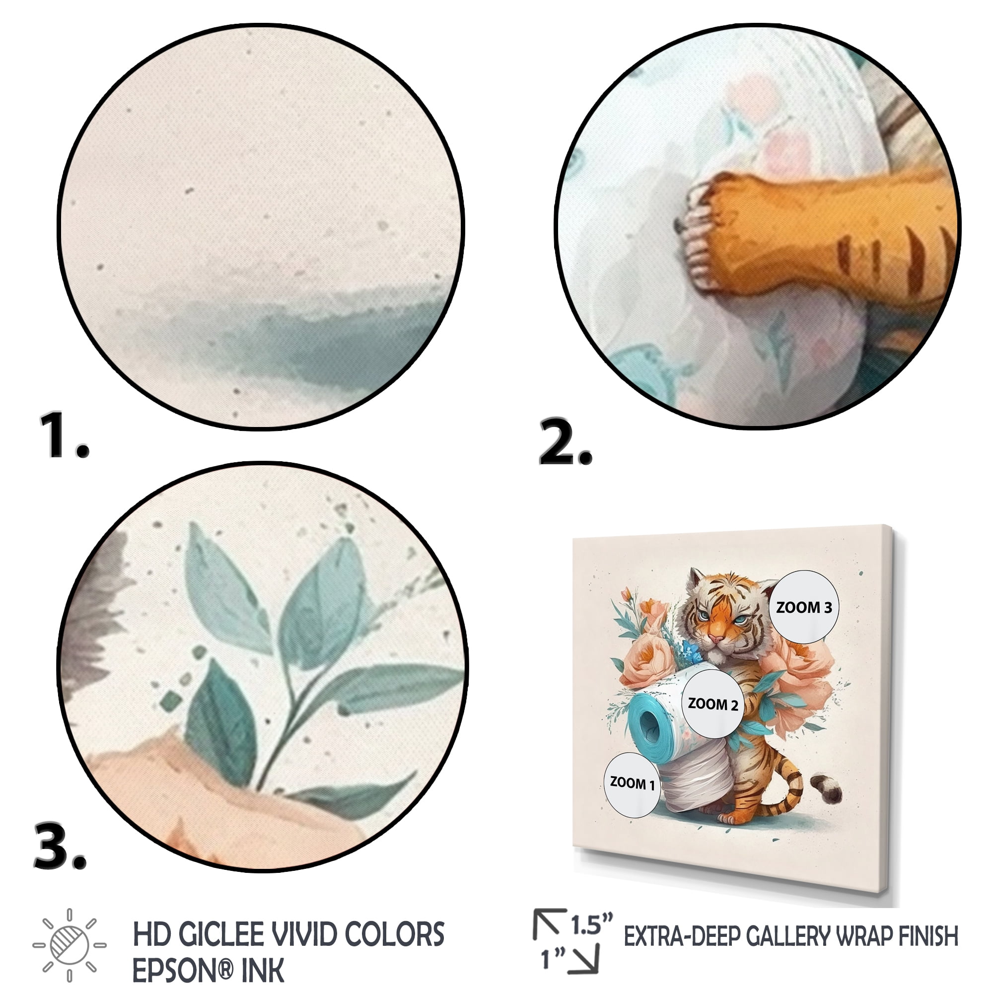 Designart Tiger With Roll Of Toilet Paper And Flowers II Canvas Wall Art