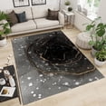 thumbnail image 3 of Luxury Black And White Marble Rugs For Living Room, Gradient Black Bubble Gold Foil Kids Area Rug, Breathable Pet Friendly Soft Washable Rug For Bath Room Nursery Bedside Bedroom Carpet, 3 of 7