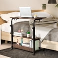 thumbnail image 2 of Hassch Rolling Laptop Desk with Power Outlets and USB Ports, 26.4"-41.5" Height Adjustable Computer Workstation with Storage Shelves and Side Hooks for Study and Office, Vintage Brown, 2 of 9