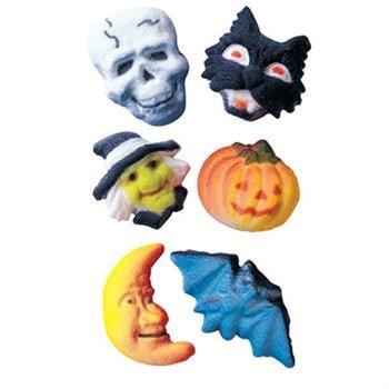 Deluxe Halloween Assortment Sugar Decorations Toppers Cupcake Cake Cookies 12 Count