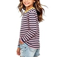 thumbnail image 3 of FSYBOA Girls Long Sleeve Shirts Size 10, Fall Casual Crew Neck Striped Kids Pullover Tops, 3 of 8