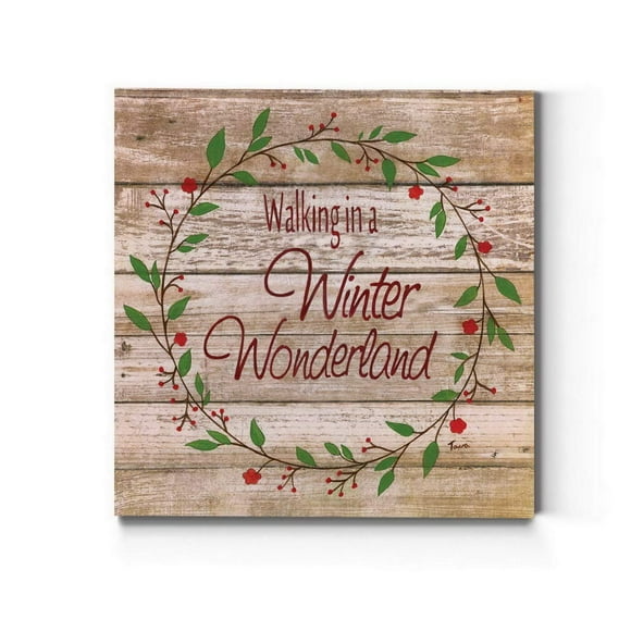 Christmas, Canvas Wall Art, Holiday Décor, Angel, Bells, Christmas Tree, Ginger Bread, Egg Nog, Snow Man, Santa, Reindeer -Winter Wreath-10X10