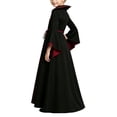 thumbnail image 5 of Gpaecead Girls Medieval Gothic Vampire Costume Dress Black Red Lace Up Bell Sleeve Gown for Theme Party Burgundy, 5 of 8