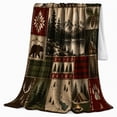 thumbnail image 2 of Rustic Mountain Lodge Collage Of Wildlife Campsite Elements, Rustic Camping Scene, Warm Flannel Blanket for Cabin and Lodge, Outdoor Lovers Camping Gift, Rustic Home Decor, 2 of 9