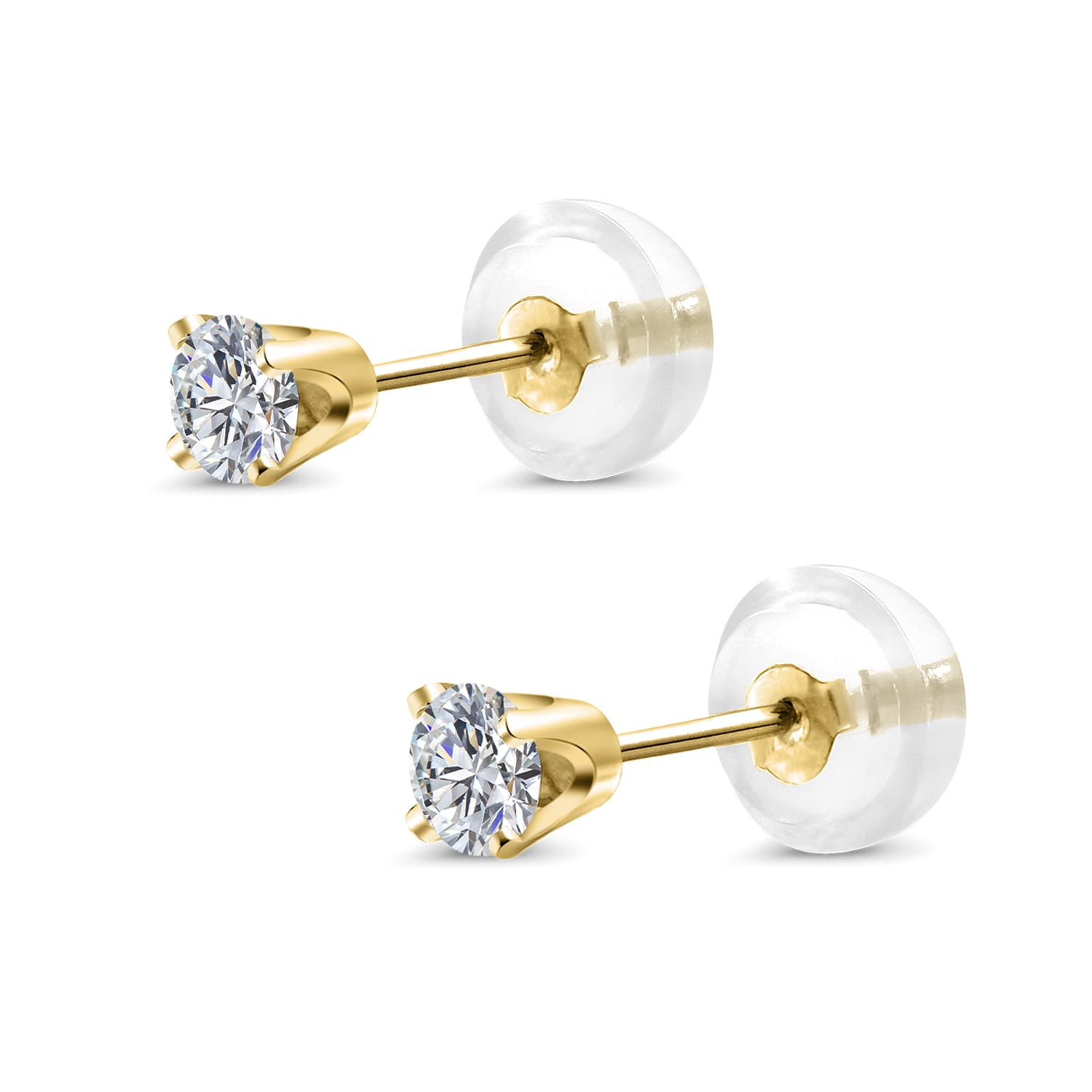 Gem Stone King 14K Yellow Gold Lab Grown Diamond Stud Earrings for Women Men (0.20 Cttw, E-F Color, VS1-VS2 Clarity)