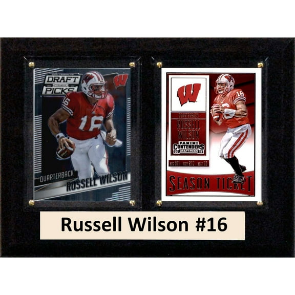 C & I Collectables 68RUWILSONCO 6 x 8 in. Russell Wilson NCAA Wisconsin Badgers Two Card Plaque