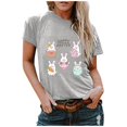 thumbnail image 1 of Blouse d'Été Grande Taille à Manches Courtes pour Femmes, T-shirt à Col Rond avec Imprimé Lapin, Blouse Décontractée Ample à Manches Courtes de Pâques, T-shirt à Col en V pour Femmes en Liquidation, 1 of 4