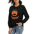 thumbnail image 5 of Xmarks Halloween Spooky Sweatshirt for Women Funny Pumpkin Face Bat Graphic Printed Pullover Shirts Long Sleeve Crewneck Casual Jumper Top, S-2XL, 5 of 7