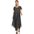 thumbnail image 5 of Sakkas Faye Cap Sleeved Cotton Caftan Cover Up Dress - Black - One Size Regular, 5 of 5