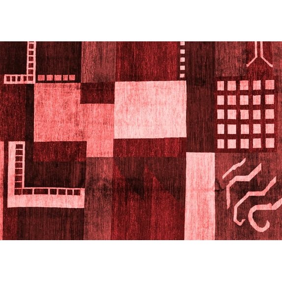 Ahgly Company Machine Washable Indoor Rectangle Abstract Red Modern Area Rugs, 2' x 4'