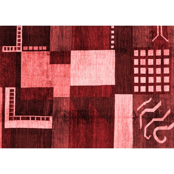 Ahgly Company Indoor Rectangle Abstract Red Modern Area Rugs, 2' x 4'