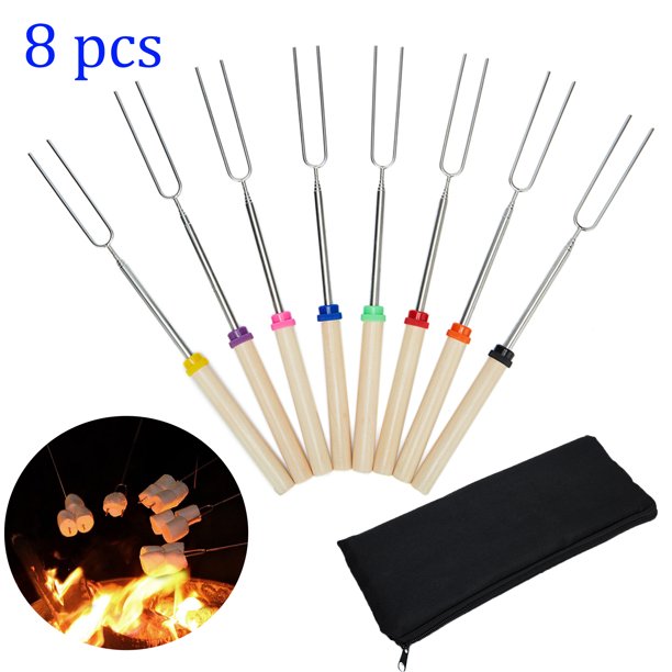 Set of 8 Marshmallow Roasting Sticks, Telescoping 12.232.28 inch Sticks Skewers with Wooden