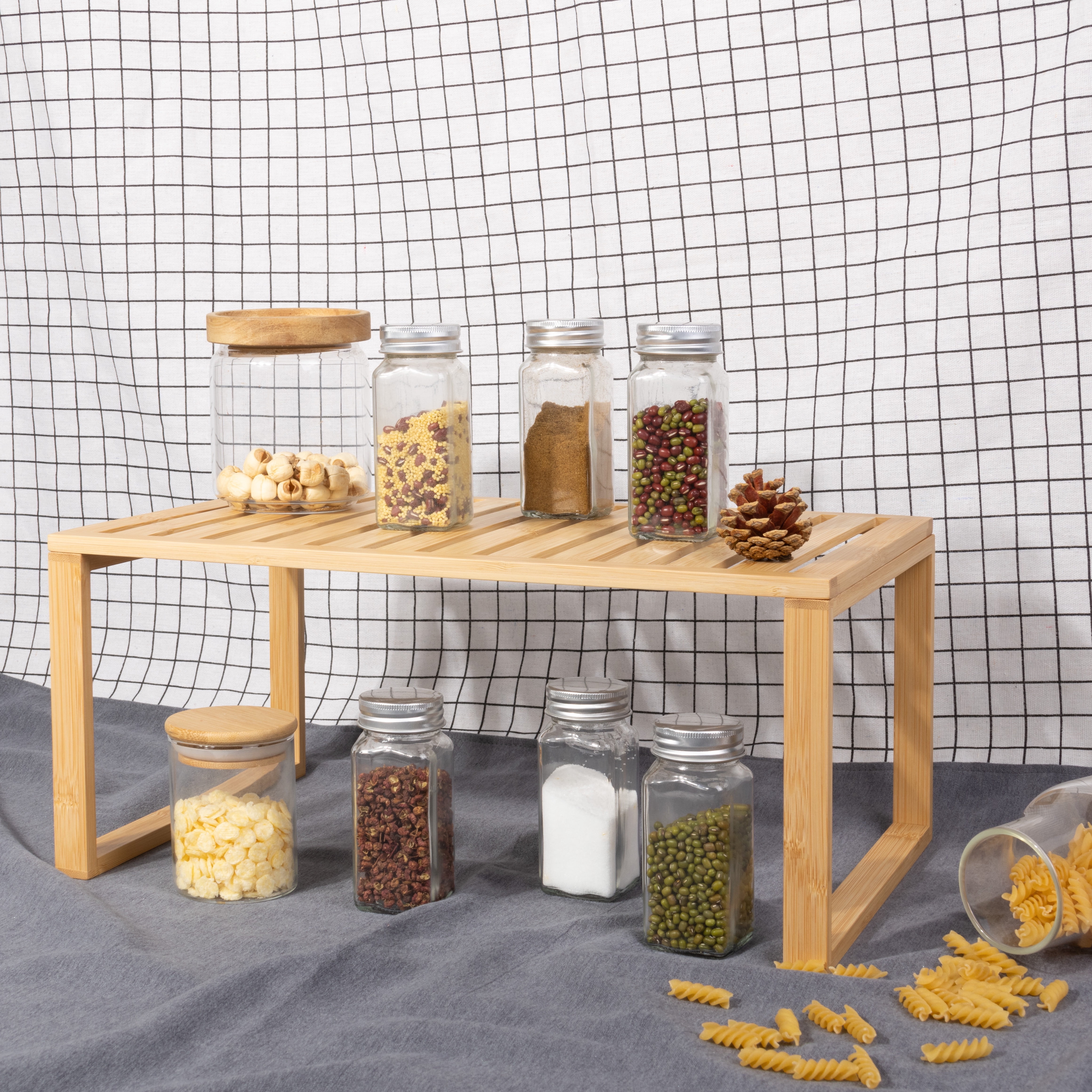 Better Homes & Gardens Bamboo Stackable Shelf, Natural Bamboo Color, Easy Assemble, 16 x 10 x 1.18in
