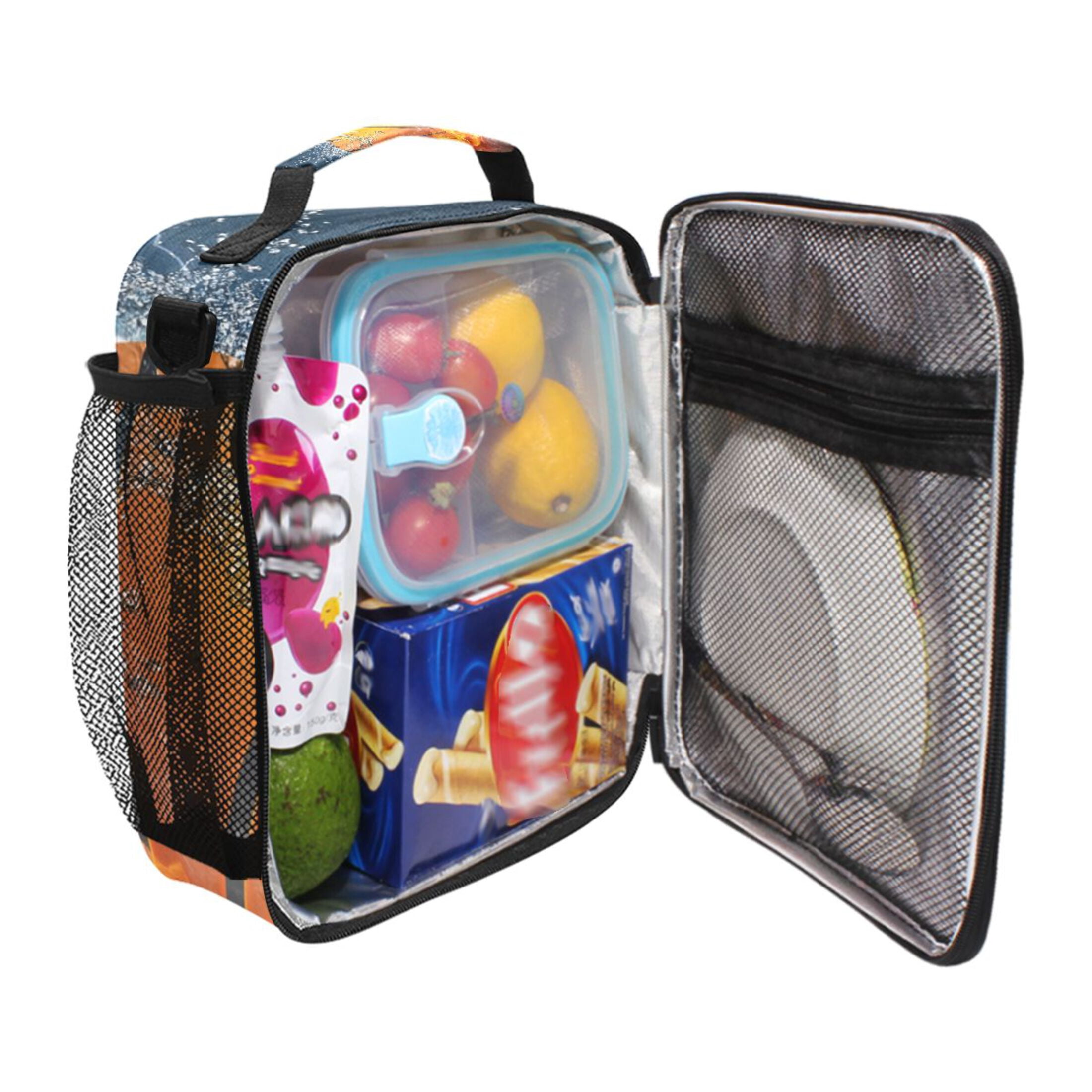 ALAZA Burning Basketball Kids Lunch Box Insulated Lunch Bag Thermal Cooler Tote