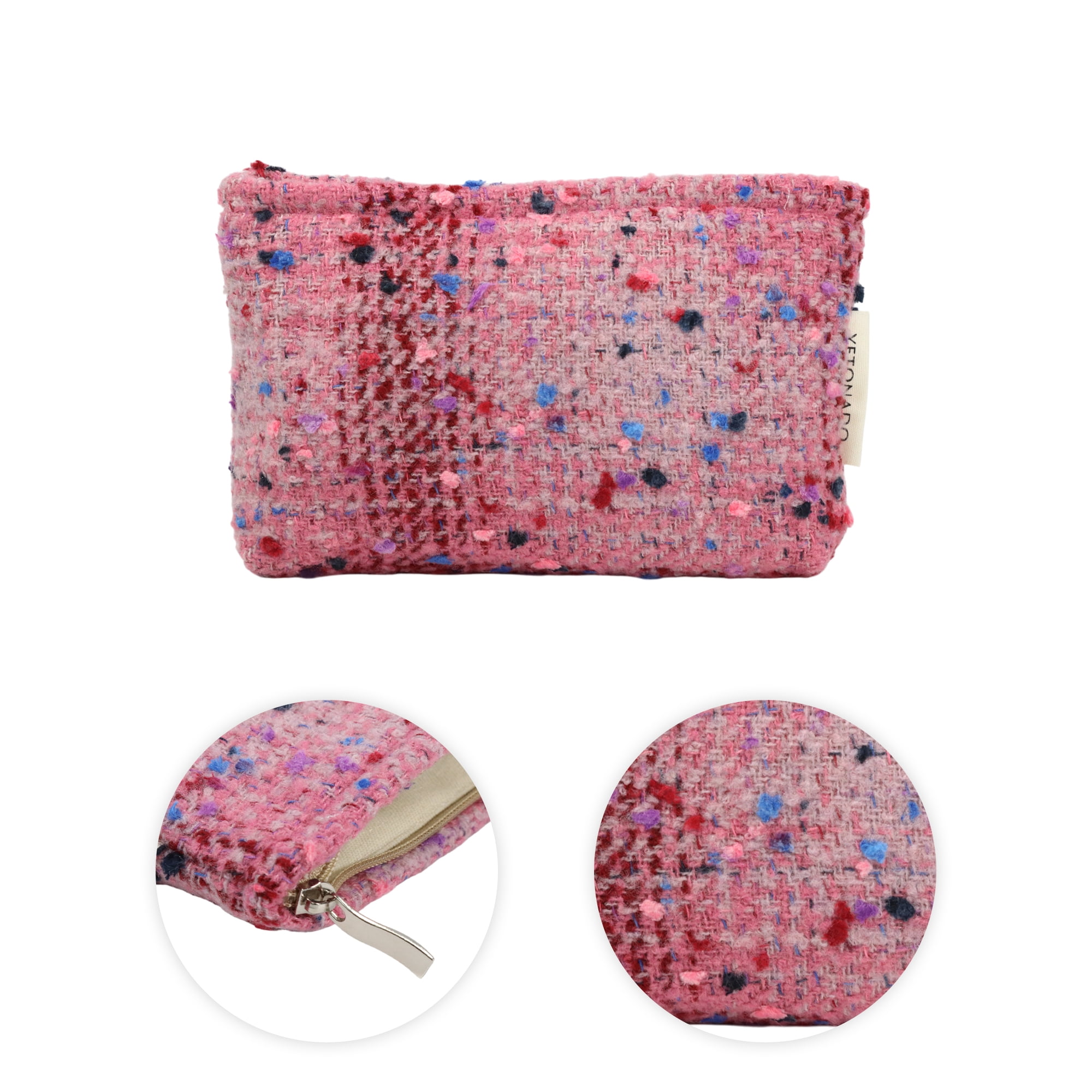 Unique Bargains 1 Pc Portable Handheld Makeup Bag for Vacation in Pink Color Medium