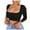 Black, variant on Womens Square Neck Tops Fashion Summer Long Sleeve T Shirts Slim Fit Crop Tee Ribbed Knit Soft Basic Going Out Pullover Shirts