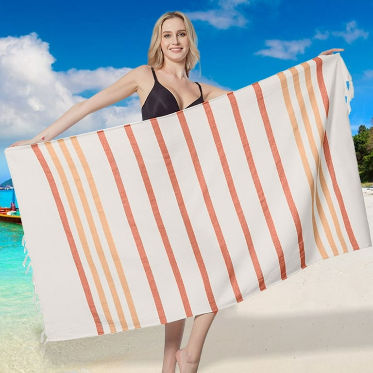 Realhomelove Turkish Towel Cotton Stripe Beach Towels Oversized