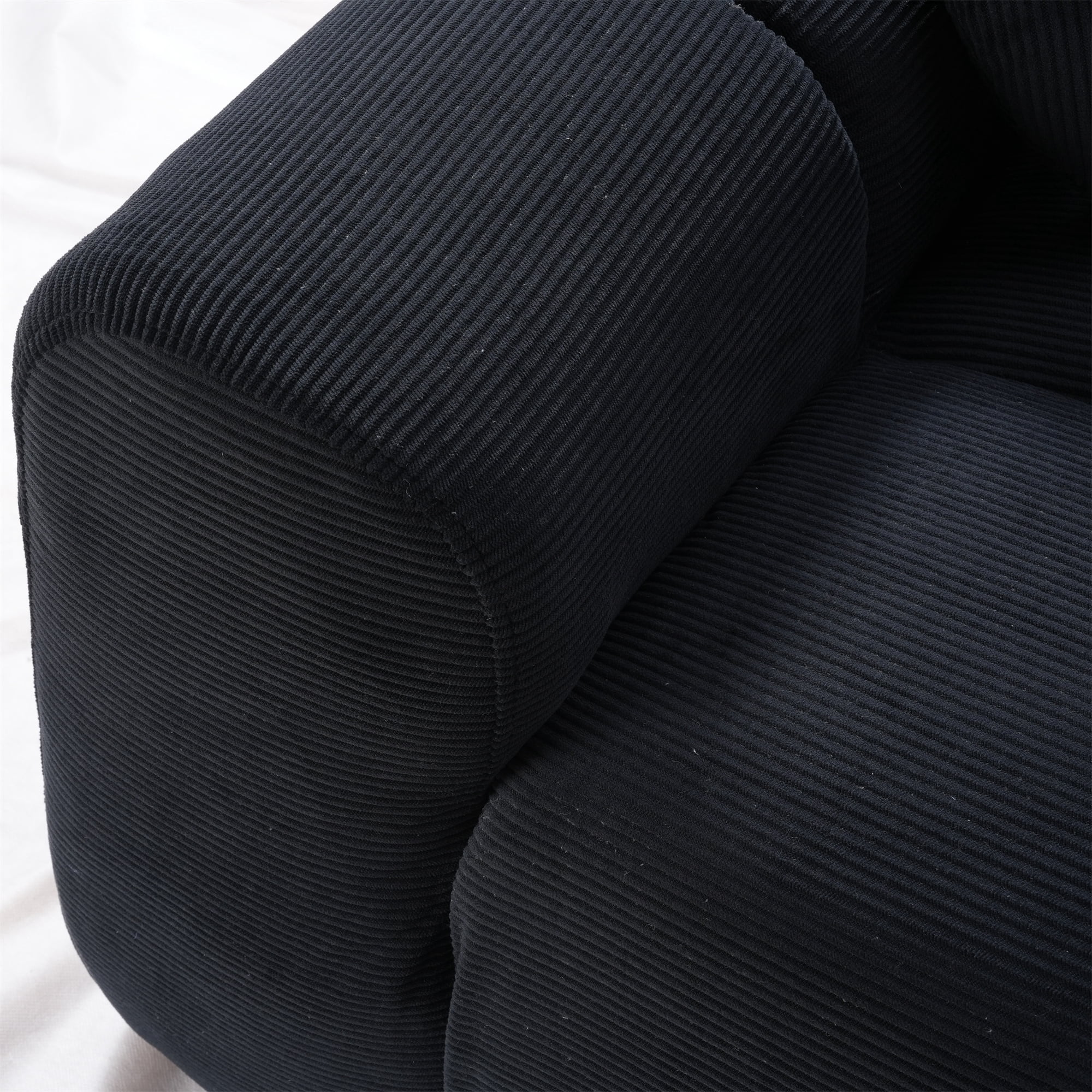 Aukfa 99" Oversized Cloud Sofa Boneless Couch 4-Seater Tufted Upholstered Sofa for Living Room, 2 Pillows, Corduroy, Black