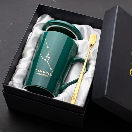 

Homeex Dark green constellation ceramic mug gift set Green Taurus