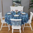 thumbnail image 2 of Blue Christmas Snowflake Pattern Round Tablecloth 60"x60",Wrinkle Wipeable Table Cloth for Kitchen Dining Room Picnic Patio Party, 2 of 6