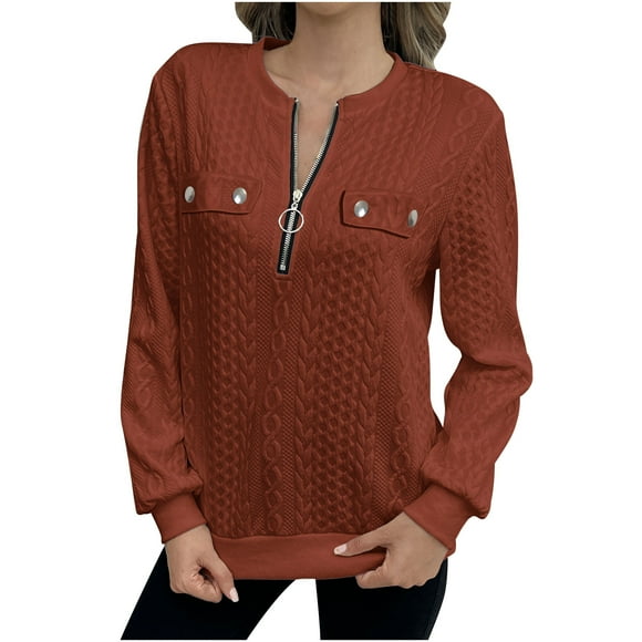 Long Sleeve Tops for Women Fall Outfits for Women Crew Neck Sweatshirts Women Ribbed Tops for Women Long Sleeve Tops for Women 2025 Womens Tops Fall