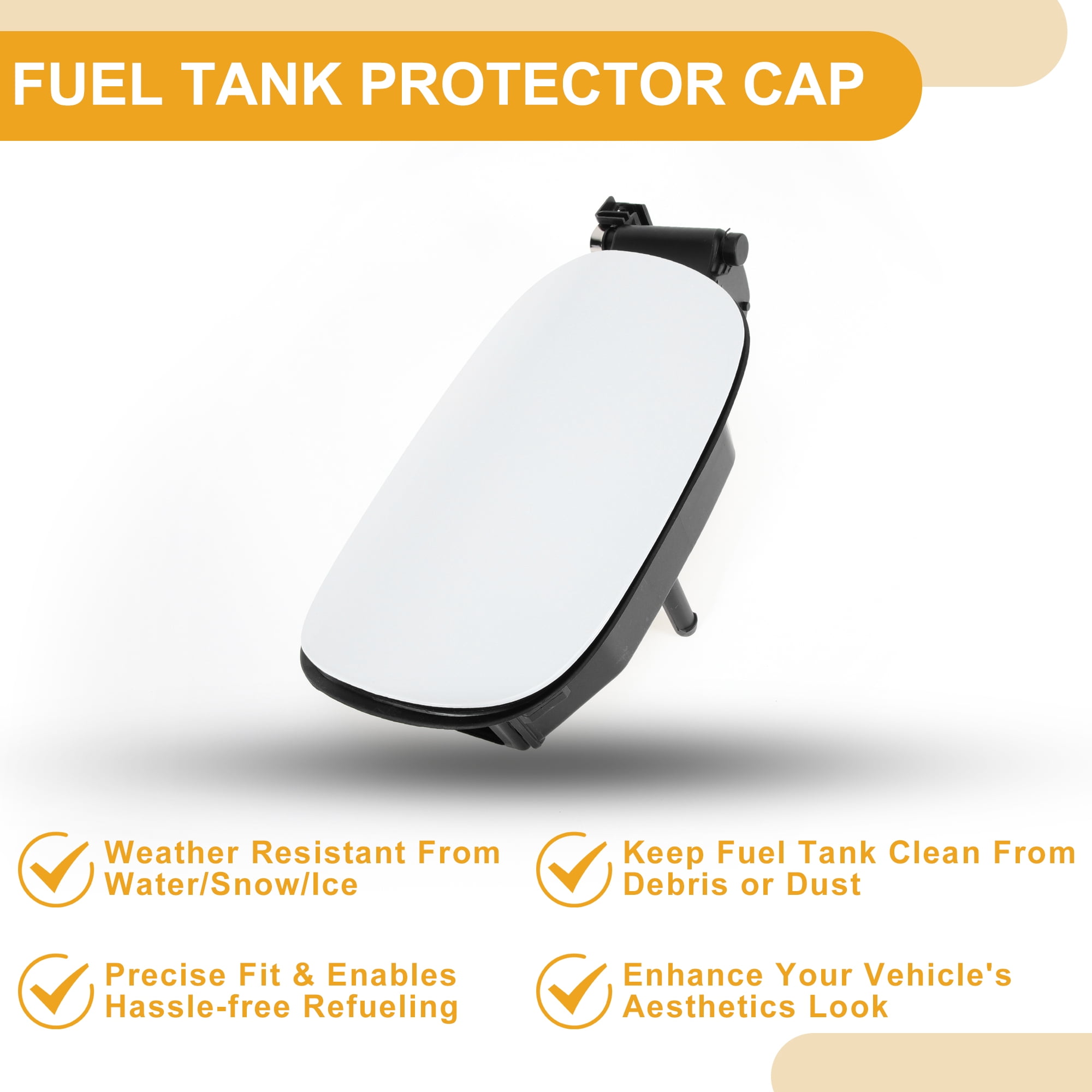 Unique Bargains Fuel Tank Door Cap for Mercedes-benz W205 2014-2021 Filler Cover White