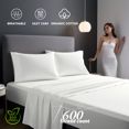 thumbnail image 2 of TOP SELL 100 % Cotton Luxury Sheet Sets 4 Pieces 600 Thread Count set includes Fitted sheet (all round elastic) Flat sheet and two Pillowcases (envelope closer), 2 of 6