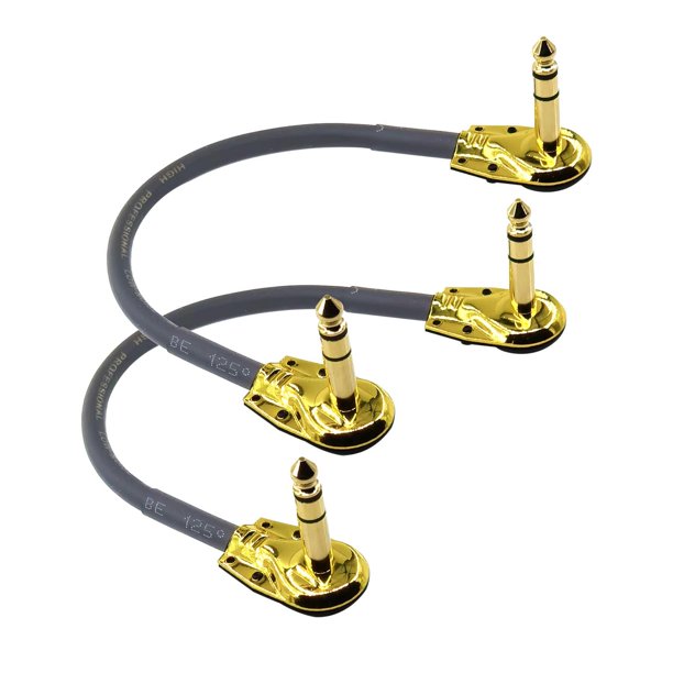 Cable de Conexión TRS Estéreo WJSTN Ángulo Recto Panqueques de 6 Pulgadas Paquete de 2