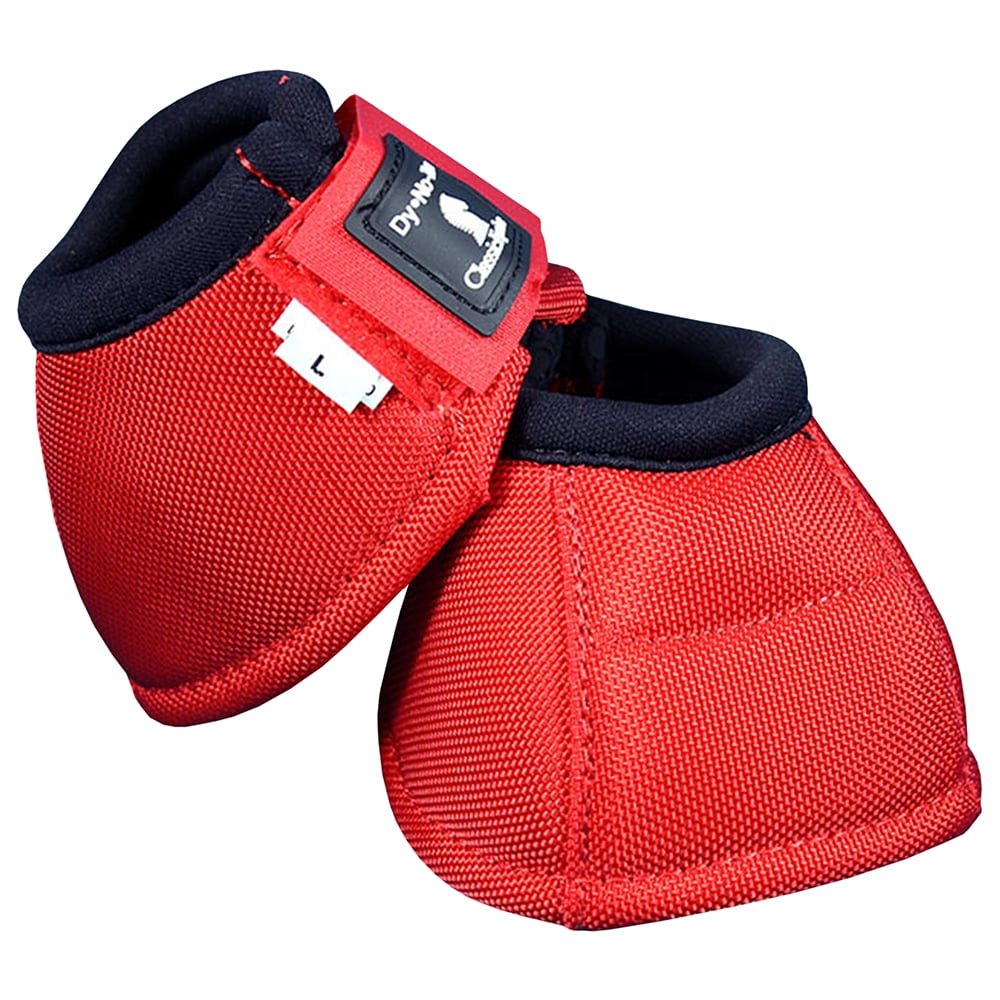Red Classic Equine No Horse No Turn Bell Boots Pair