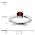 thumbnail image 5 of Solid 925 Sterling Silver Stackable Cushion Cut Garnet January Red Gemstone Ring Eternity Band Size 9, 5 of 6